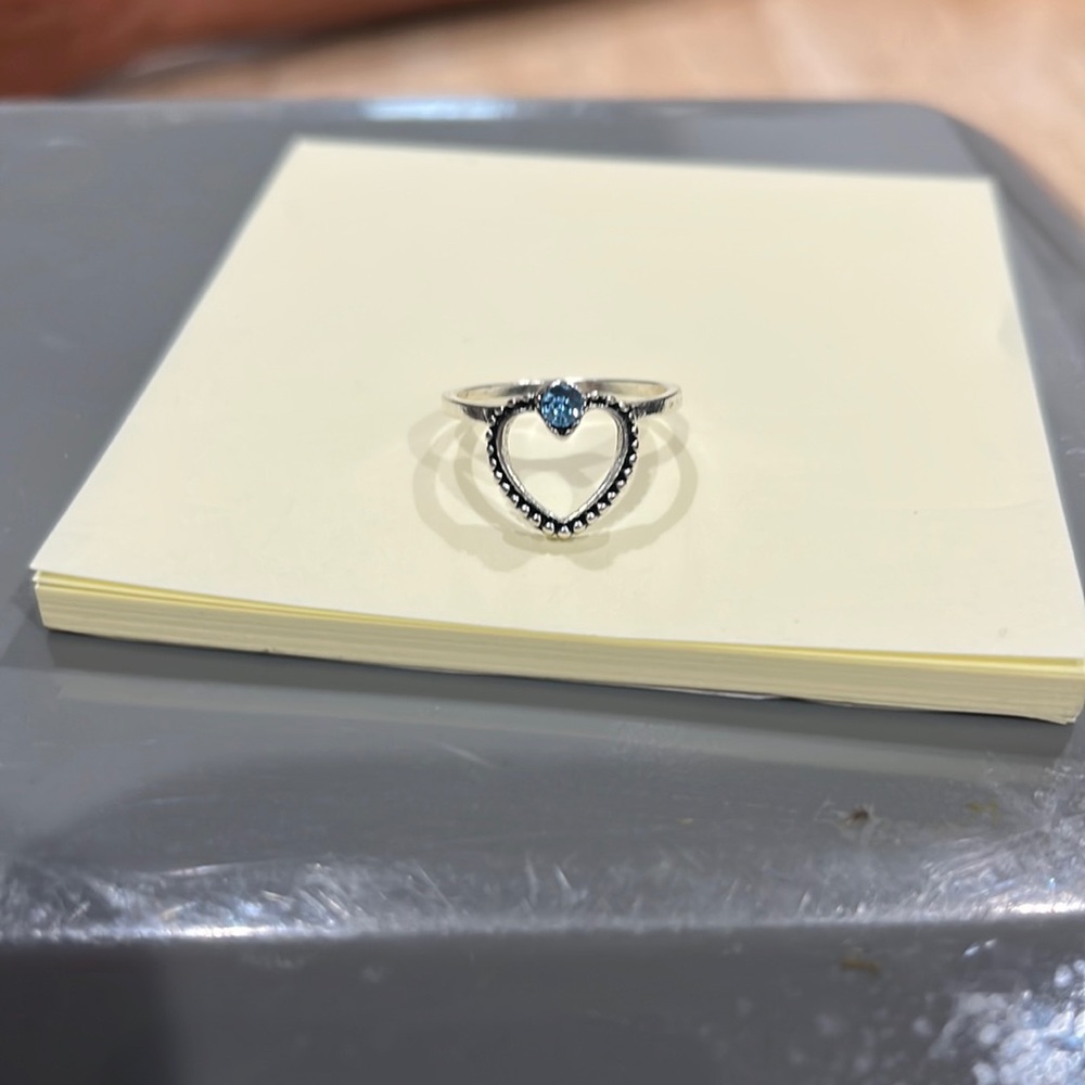 5 for $10 Heart ring with blue topaz stone